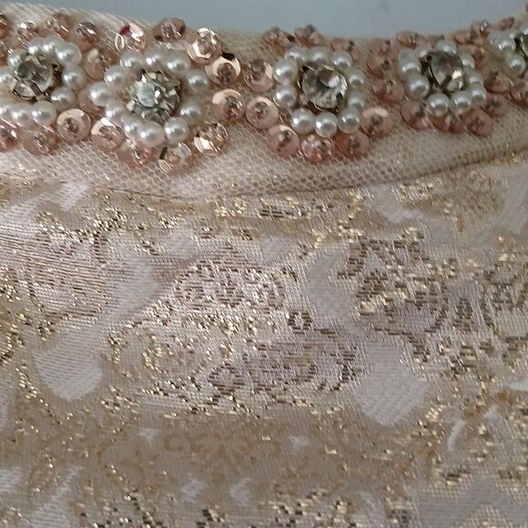 Romeo & Juliet Couture Gold Embellished Dress Sz M EUC - Picture 5 of 9